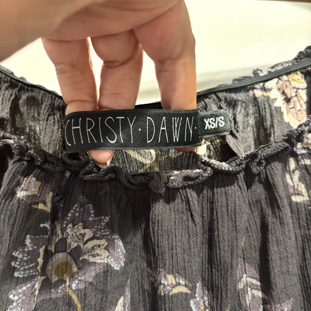 Christy Dawn Margot Floral Crop Top and Tiered Midi Grey Skirt‎ Set Set XS